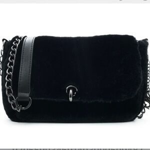 Gilda Paris Black Fur Crossbody w/ Leather & Chain Strap NWT!!!!